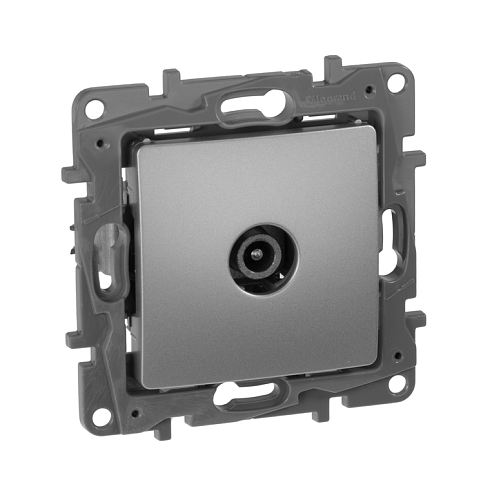 Механизм розетки телевизионной TV Etika проходная алюминий Legrand 672463: фотография 1