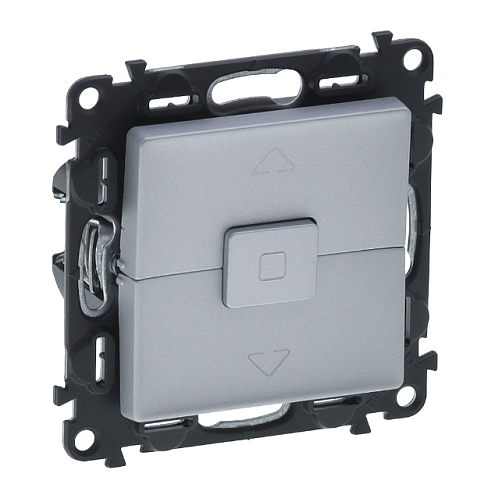 Механизм выключателя Valena Life управления для жалюзи и рольставней 6АХ 250В с лицевой панелью безвинтовые зажимы алюминий Leg 752629: фотография 1