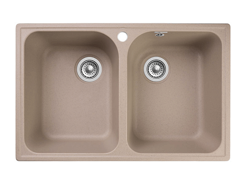 Мойка GRANFEST QUARZ (ECO) 15 РОНДО 2 чаши 740х480 мм песок без сифона: фотография 1