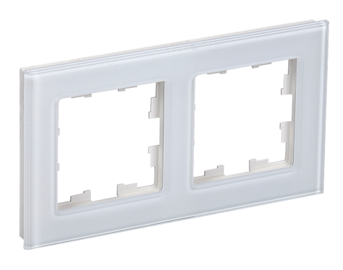 Рамка 2 -местная BRITE РУ-2-2-БрБ стекло белый IEK BR-M22-G-K01: фотография 1