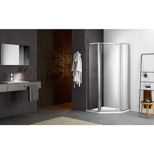 Душевое ограждение SANTREK AQUA Time - PNT-1000-C- Chrome 1000х1000х1950 стекло прозрачное 6мм, профиль хром : фотография 1