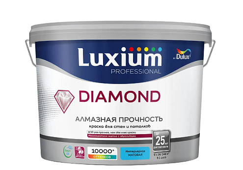 Краска Luxium Professional Diamond Matt Алмазная прочность матовая BW 9л: фотография 1