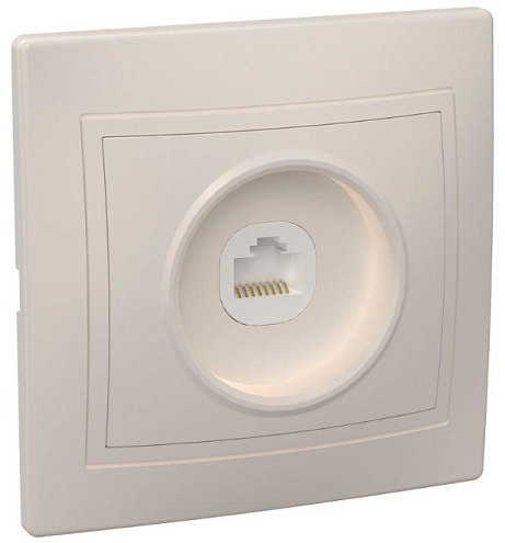 Розетка компьютерная 1-м СП Кварта РК10-ККм IP20 крем. IEK EKK10-K33-DM: фотография 1
