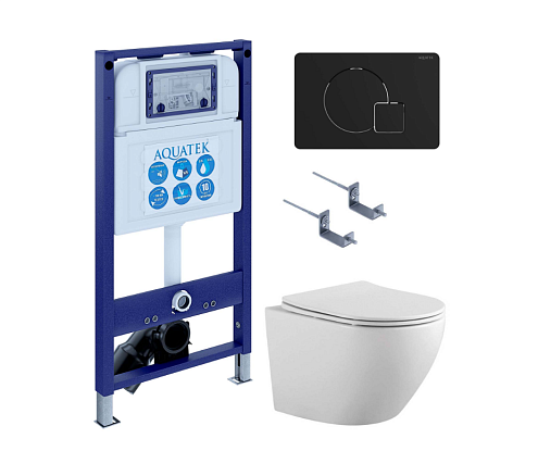 SET Aquatek Европа-069 4в1 : рама Aquatek INS-0000025 + крепление KKI-0000002 + кнопка KDI-0000069 + унитаз AQ1901-00 + тонкое сиденье sc): фотография 1