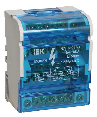 Шина на DIN-рейку в корпусе (кросс-модуль) ШНК 4х7 3L+PEN IEK YND10-4-07-100: фотография 1