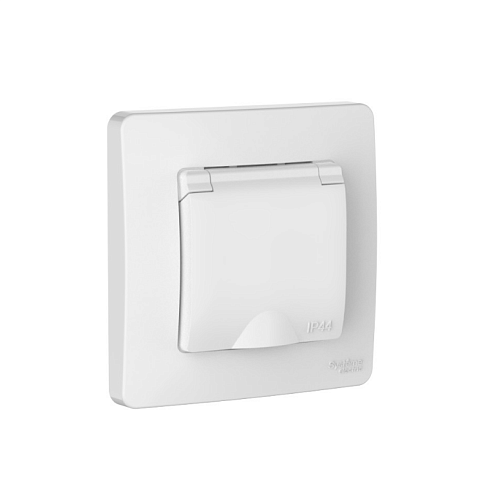 Розетка Blanca 16А IP44 250В с заземлением защитные шторки с крышкой белый  Systeme Electric BLNRS441111: фотография 1