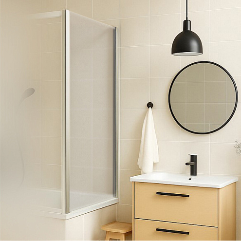 Боковая часть для шторы Slim SANTREK AQUA SP-700-G-Chrome 700х1400 стекло Грейп 5мм, профиль Хром: фотография 1