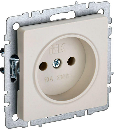 Розетка BRITE РС10-1-0-БрКр 10А без заземл. без защ. шторок беж. IEK BR-R10-10-K10: фотография 1