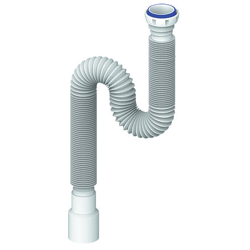 Гофрированный сифон 1 1/2&quot;х40х50 с гайкой, плоская прокладка Unicorn D125: фотография 1