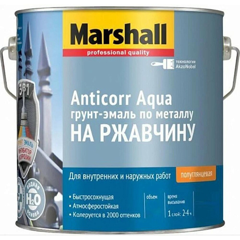 Грунт-эмаль Marshall ANTICORR Aqua, 9л BW: фотография 1