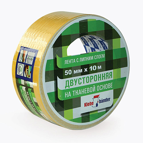 Двухсторонняя клейкая лента на основе ткани 50мм х 10м, белая Klebebander: фотография 1