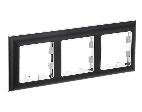 Рамка 3-местная BRITE РУ-3-Бр хром/черный IEK BR-M32-12-2-K23: фотография 1