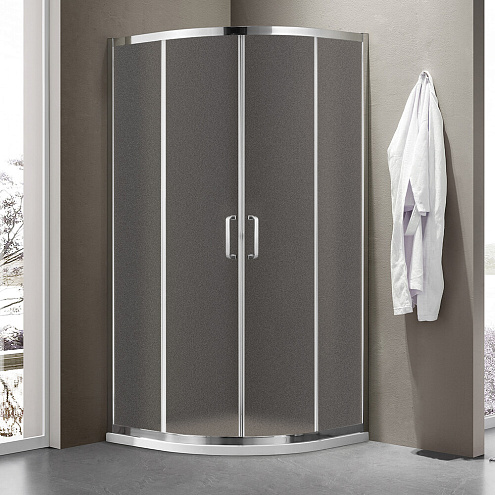 Душевое ограждение SANTREK AQUA Iris-R-800-G-Chrome 800х800х1850 радиус, стекло Грейп 6мм, профиль хром : фотография 1