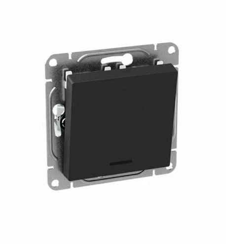 Выключатель 1-клавишный Эпика с подсветкой механизм черный EKF UP1-SWB-14: фотография 1