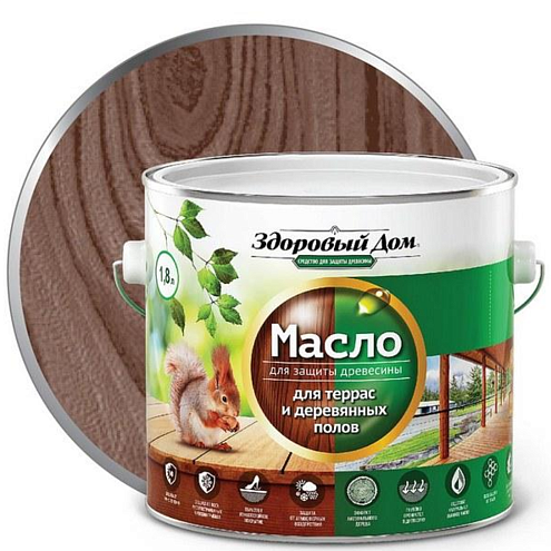 Масло для террас и деревянных полов &quot;Здоровый Дом&quot;, Палисандр 1,8л: фотография 1