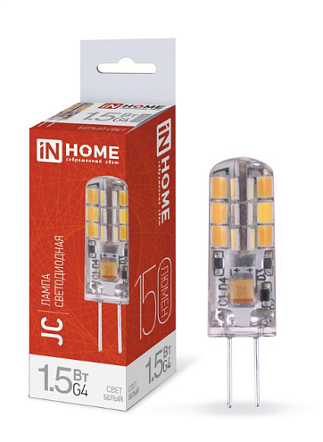 Лампа светодиодная LED-JC 1.5Вт 12В 4000К нейтр. бел. G4 150лм IN HOME 4690612035963: фотография 1