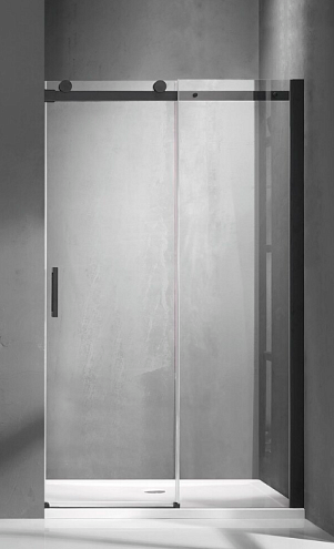 Душевое ограждение SANTREK AQUA Evo-DF-1700-C-Matt Black 1700х1950 прямое стекло прозрачное 8мм, профиль чёрный: фотография 1