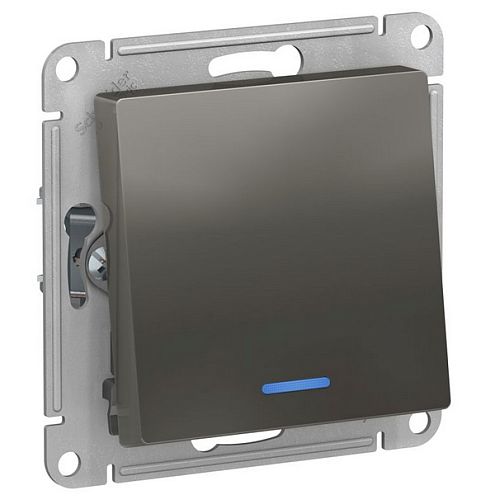 Механизм переключателя 1-кл. ATLAS DESIGN с подсветкой (сх.6а) 10АХ сталь SchE ATN000963: фотография 1