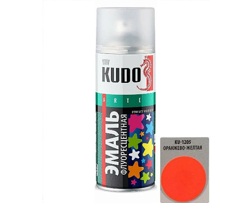 Эмаль KUDO флуоресцентная, Оранжево-желтый, 520мл: фотография 1