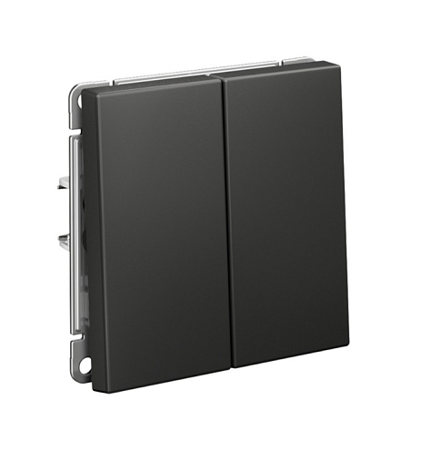 Выключатель 2-клавишный ArtGallery (сх.5) 10AX механизм базальт Systeme Electric GAL001451: фотография 1