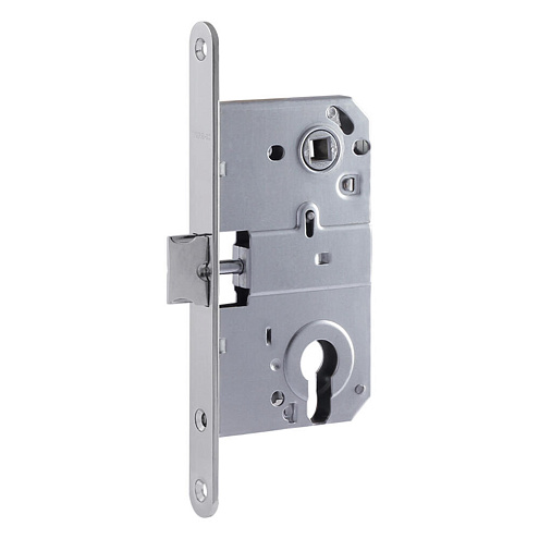 Замок М 25-85 мм под цилиндр с металлическим язычком хром, без ответной планки: фотография 1