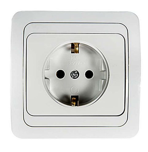 Розетка 1-м CLASSICO с заземл. 2028 бел. ASD / IN HOME : фотография 1