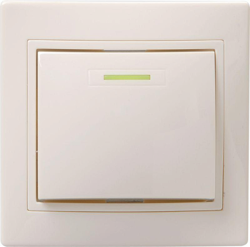 Выключатель 1-кл. СП Кварта 10А IP20 ВС10-1-1-ККм с индикацией крем. IEK EVK11-K33-10-DM: фотография 1