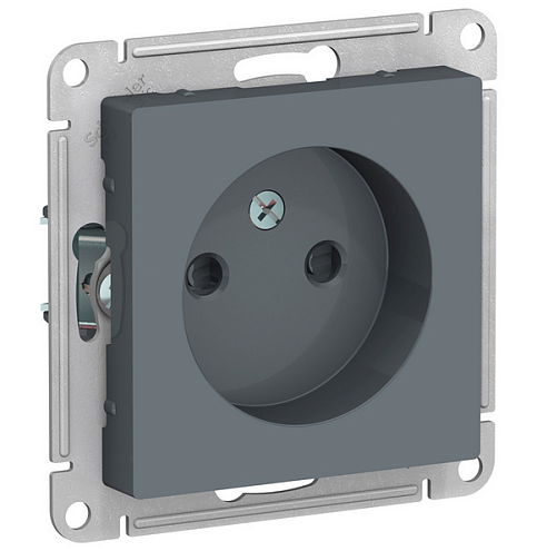 Механизм розетки 1-м СП ATLAS DESIGN без заземл. защ. шторки 16А грифель SchE ATN000749: фотография 1