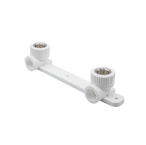 Уголок комбинированный внутренняя резьба 20х1/2'' с креплением двойной EVER plast белый: фотография 1