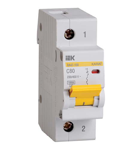 Выключатель автоматический модульный 1п C 80А 10кА ВА47-100 KARAT IEK MVA40-1-080-C: фотография 1