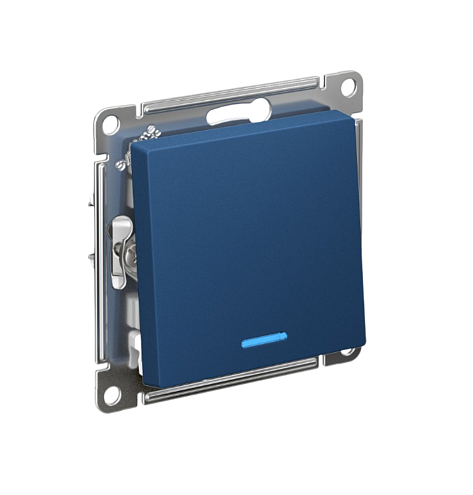 Переключатель 1-клавишный AtlasDesign (сх.6а) 10AX с подсветкой механизм аквамарин Systeme Electric ATN001163: фотография 1