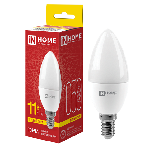 Лампа светодиодная LED-СВЕЧА-VC 11Вт 230В Е14 3000К 1050Лм IN HOME 4690612020464: фотография 1