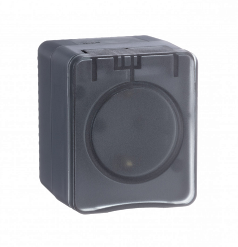 Розетка AtlasDesign PROFI 16А IP54 250В заземлением защитные шторки антрацит Systeme Electric ATN544045: фотография 1