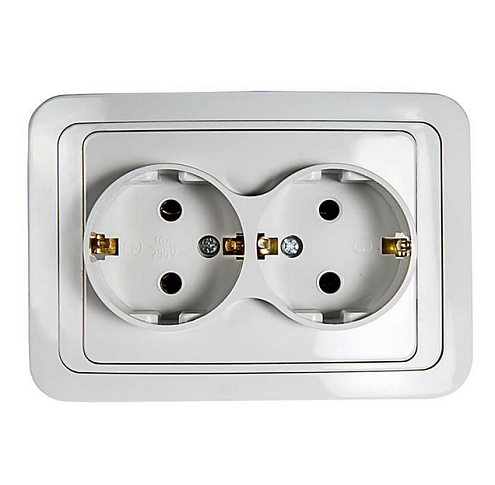 Розетка 2-м CLASSICO с заземл. 2128 бел. ASD / IN HOME : фотография 1