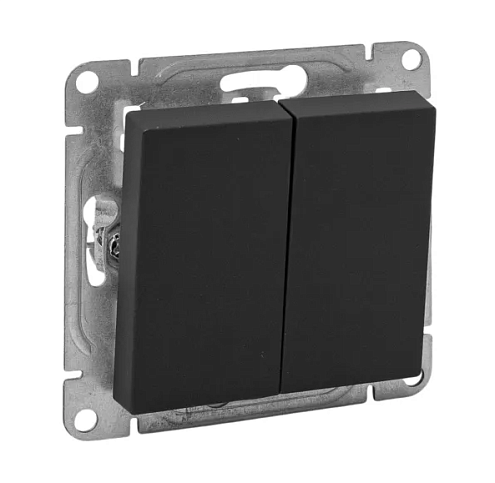 Выключатель проходной 2-клавишный Эпика механизм черный EKF UP1-SWB-21: фотография 1