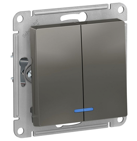 Механизм выключателя 2-кл. ATLAS DESIGN с подсветкой (сх.5а) 10АХ сталь SchE ATN000953: фотография 1