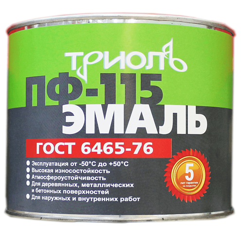 Эмаль ПФ-115 (ГОСТ 6465-76) «ТРИОЛЬ» Фисташковый,  1,8кг: фотография 1