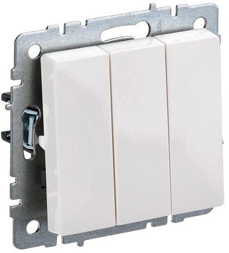 Выключатель 3-кл. СП BRITE ВС10-3-0-БрБ 10А бел. IEK BR-V30-0-10-K01: фотография 1