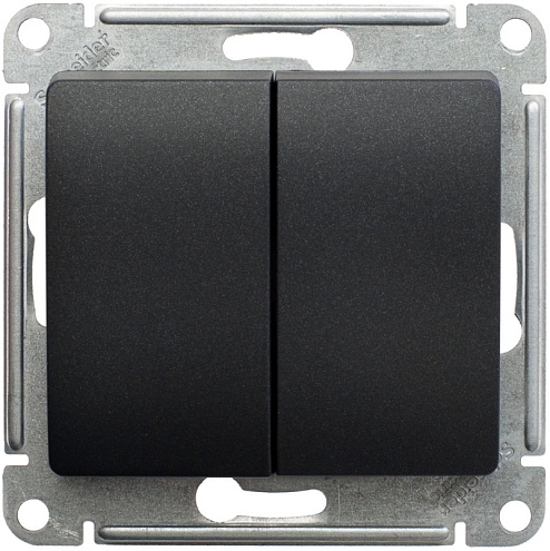 Переключатель проходной 2-клавишный Glossa 10А IP20 (сх.6+6) 10AX механизм антрацит Systeme Electric GSL000765: фотография 1