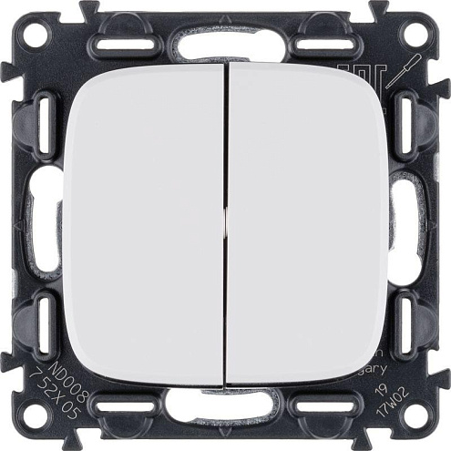 Механизм выключателя 2-кл. СП Valena Allure 10А IP20 250В 10АХ с лицевой панелью; безвинтовые зажимы: фотография 1