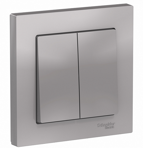 Выключатель 2-кл. ATLAS DESIGN (сх.5) 10АХ в сборе алюм. SchE ATN000352: фотография 1