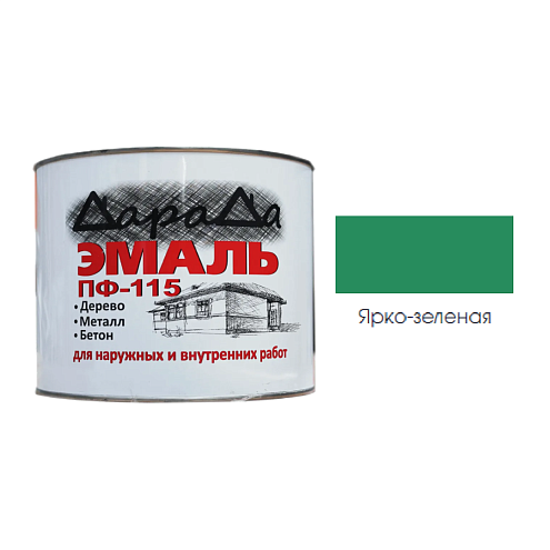 Эмаль ПФ-115 (ГОСТ 6465-76) «ДараДа», ярко-зеленая 1,8кг: фотография 1