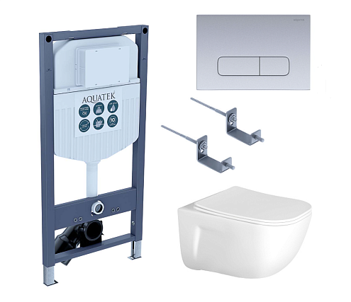 SET Aquatek Дива INS-23/KDI-014: рама Aquatek INS-0000023+ крепеж KKI-0000002+клавиша KDI-0000014+унитаз Дива AQ2012-00 с тонким сиденьем soft-close: фотография 1