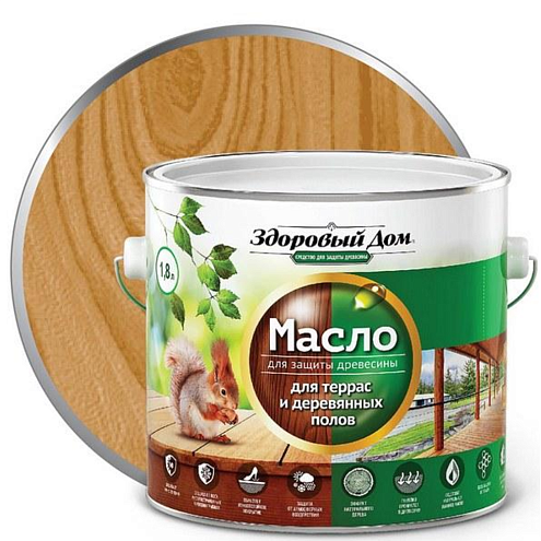 Масло для террас и деревянных полов &quot;Здоровый Дом&quot;, Орех 1,8л: фотография 1