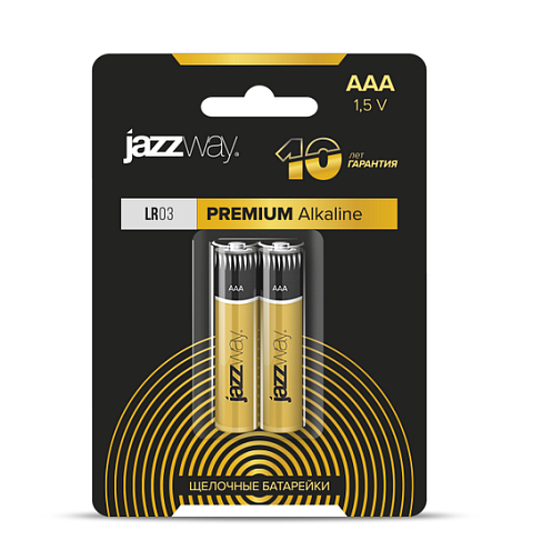Элемент питания алкалиновый AAA/LR03 1.5В Premium Alkaline BL-2 (блист.2шт) JazzWay 5026865: фотография 1