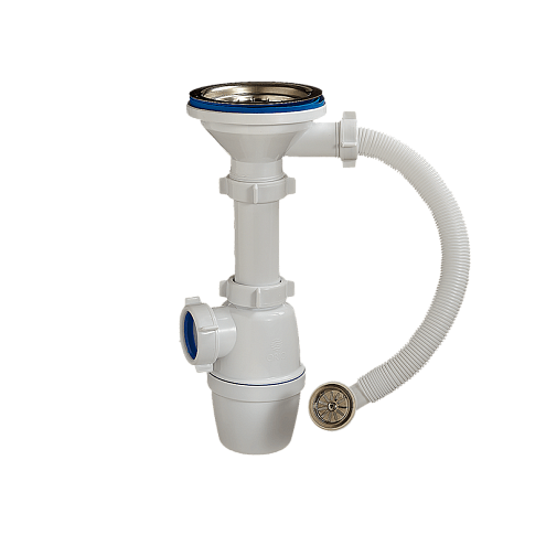 Сифон бутылочный 3 1/2&quot;х40 мм, с круглым переливом для гранитной мойки ОРИО А-5007: фотография 1