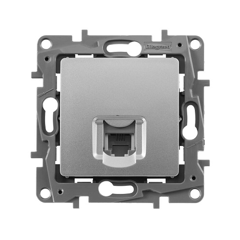 Механизм розетки телеф. 1-м СП Etika RJ11 алюм. Leg 672440: фотография 1