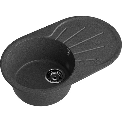 Мойка GRANFEST GF-R750L  чаша + крыло 750х460 мм, овал графит: фотография 1