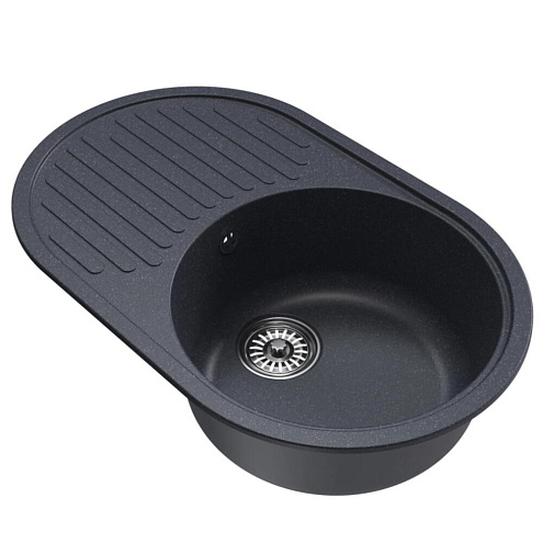 Мойка ML-GM16 овальная с крылом, антрацит (343), 730х460х180 мм: фотография 1