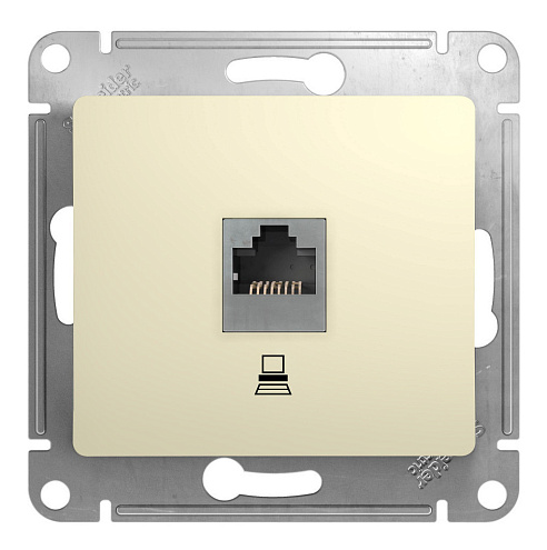 Розетка компьютерная 1-м СП Glossa RJ45 категория 5E механизм бежевая SE GSL000281K: фотография 1